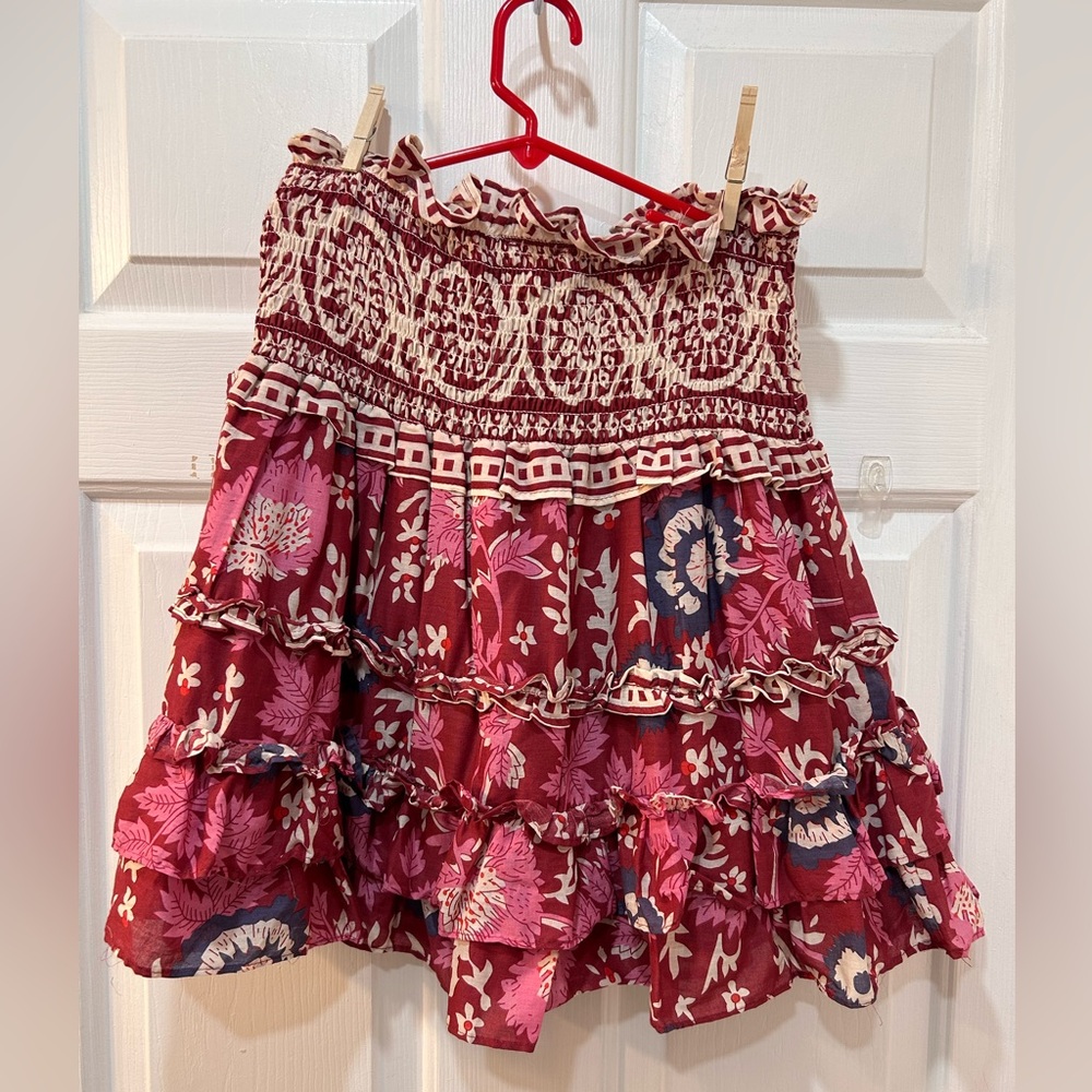 NWT Jennifer & Grace Smocked Waist Mini Skirt Floral Multicolor Sz XL Festival